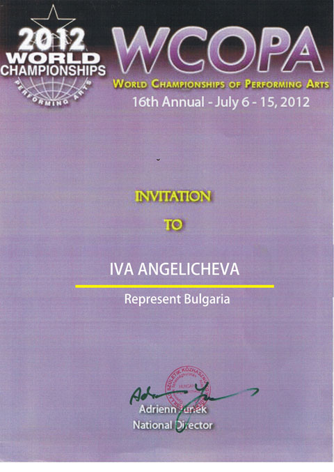 World Championships of Performing Arts WCOPA 2012